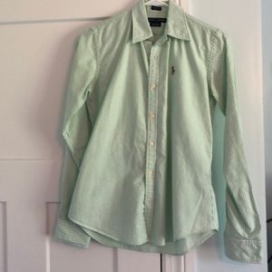 Ralph Lauren green and white striped polo